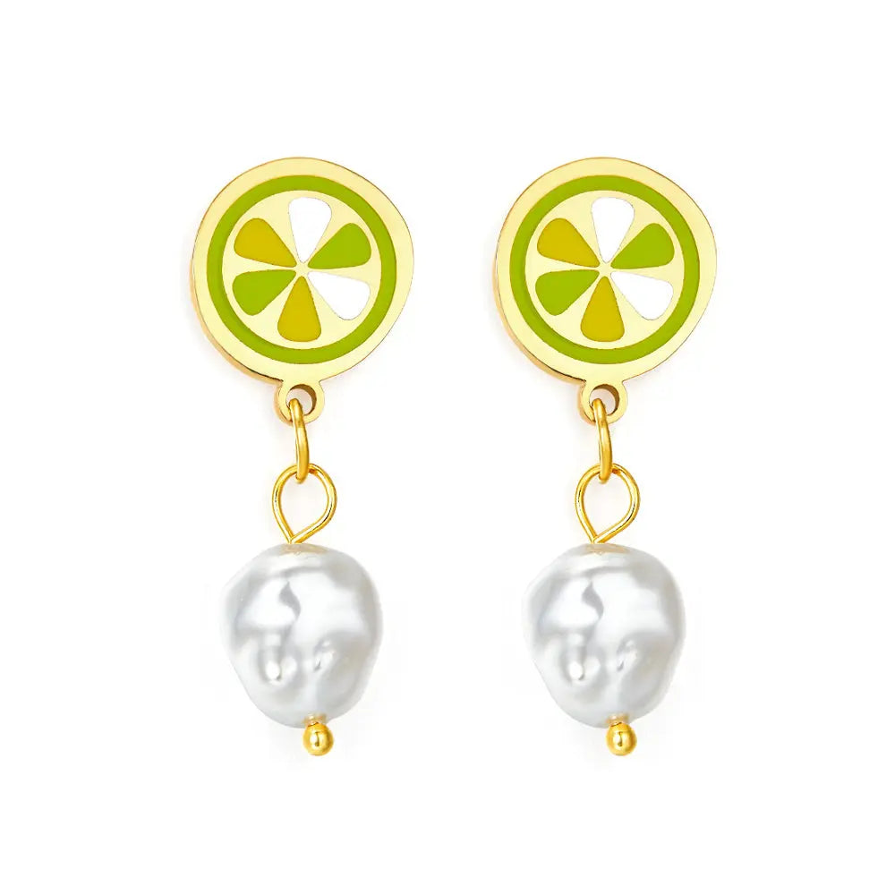 Lemon Mixed Color With White Exotic Pearls Earrings asonjewelry